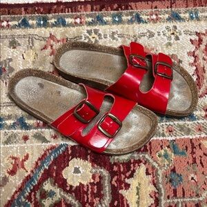 Red Buckle Strap Women's Sandals